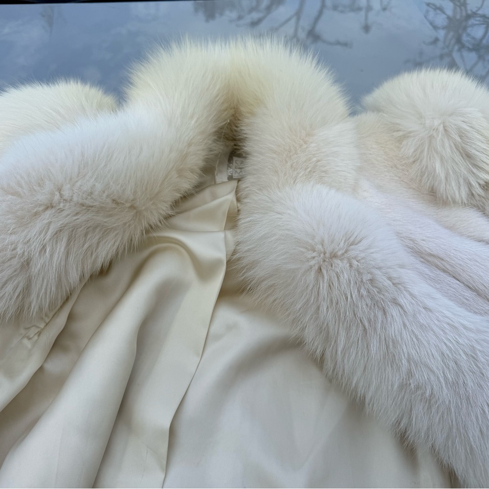 Vintage white fox real fur coat stunning mink body fits a size 8 sm/med - Picture 15 of 15